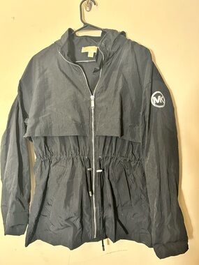 Michael Kors Black Hooded Rain Jacket